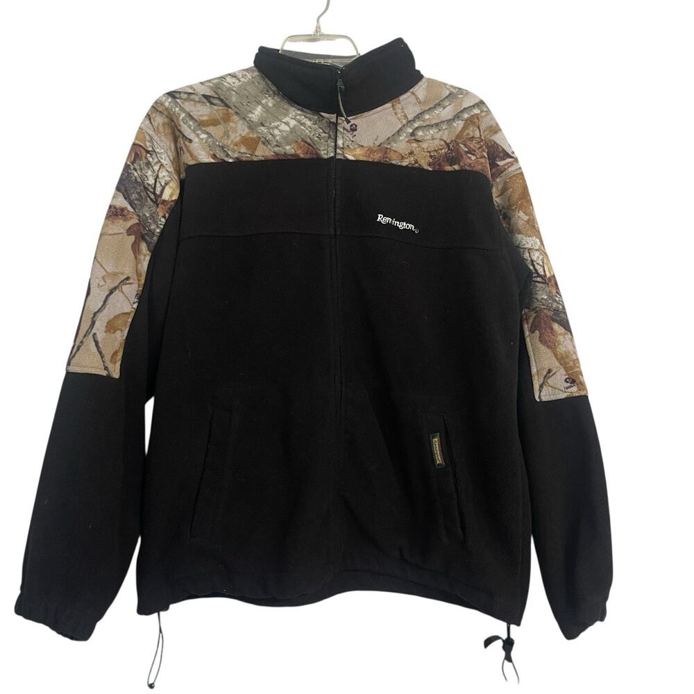 Remington‎ Mens Fleece Sweater Mens 2X Black Quarter Zip Camo Hunting